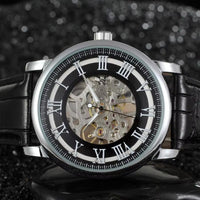 Men's Mechanical Watch with Roman Numerals, Manual Winding