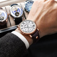 Men's Round Chronograph Quartz Watch with Roman Numerals