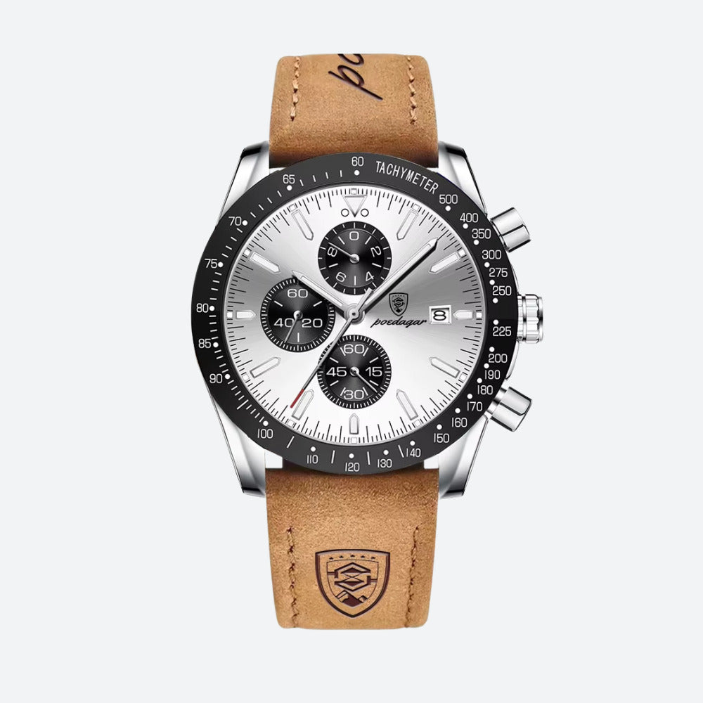 Men's Round Chronograph Quartz Watch with Silicone