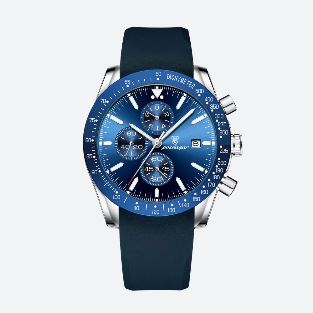Men's Round Chronograph Quartz Watch with Silicone