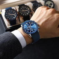 Men's Round Chronograph Quartz Watch with Silicone