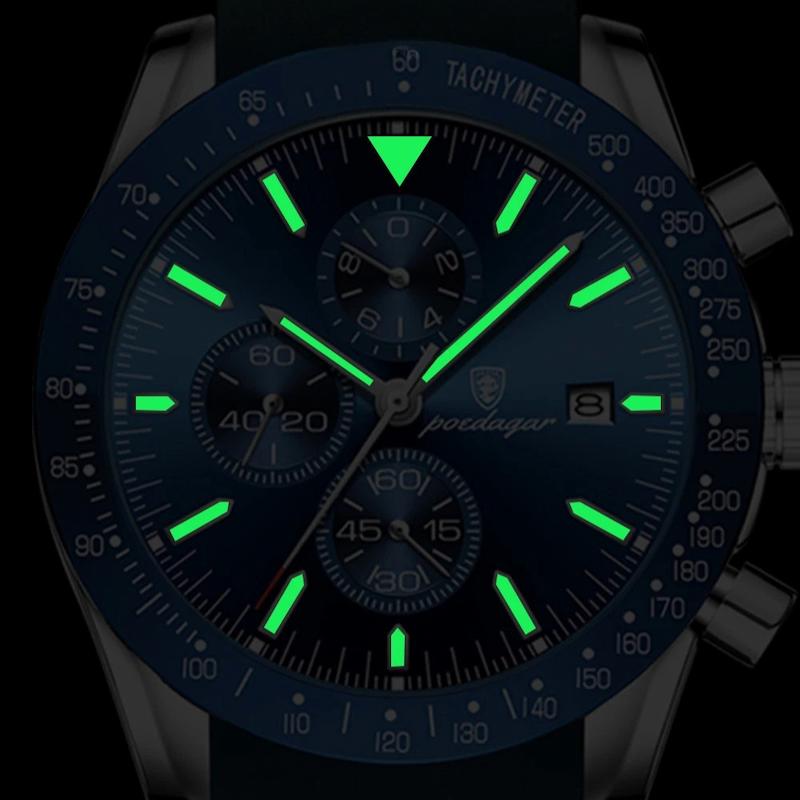 Men's Round Chronograph Quartz Watch with Silicone