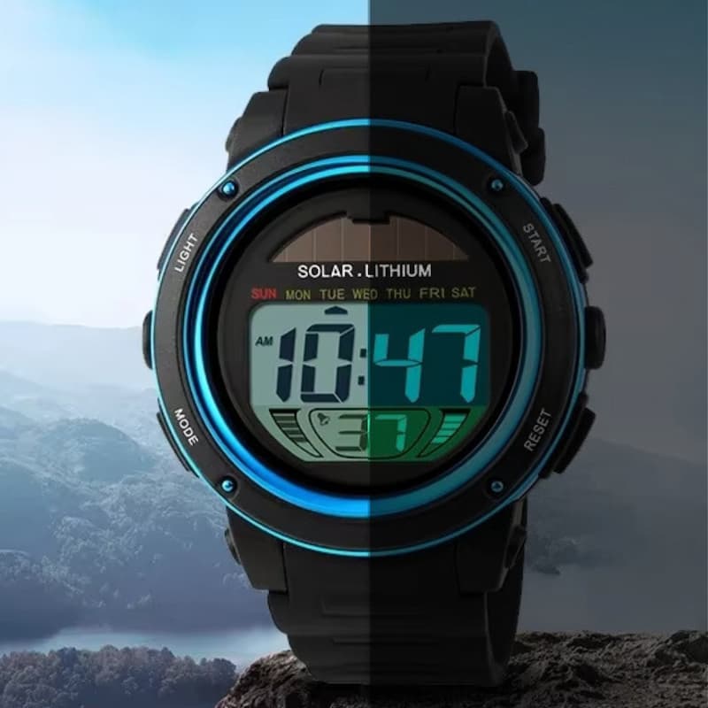 Men's Digital Solar Watch with Chronograph and Alarm