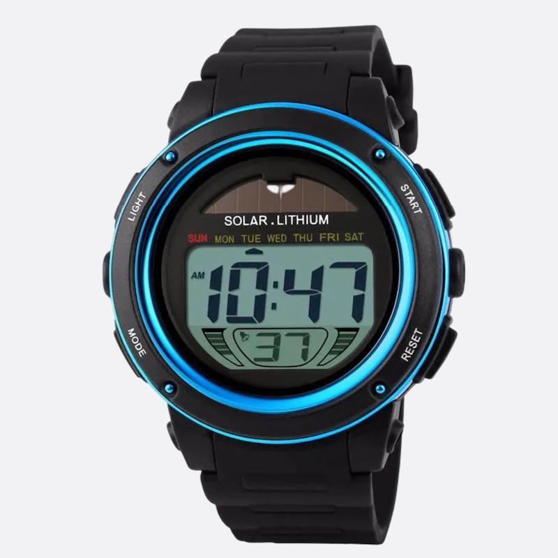 Men's Digital Solar Watch with Chronograph and Alarm