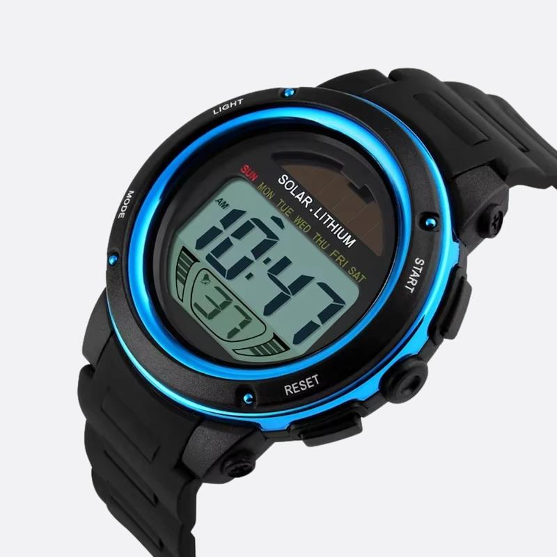 Men's Digital Solar Watch with Chronograph and Alarm