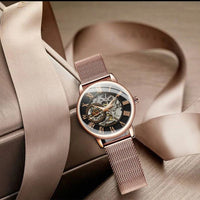 Women's Skeleton Watch with Exposed Mechanism