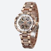 Women's Skeleton Watch - Metal & Rhinestones - 3