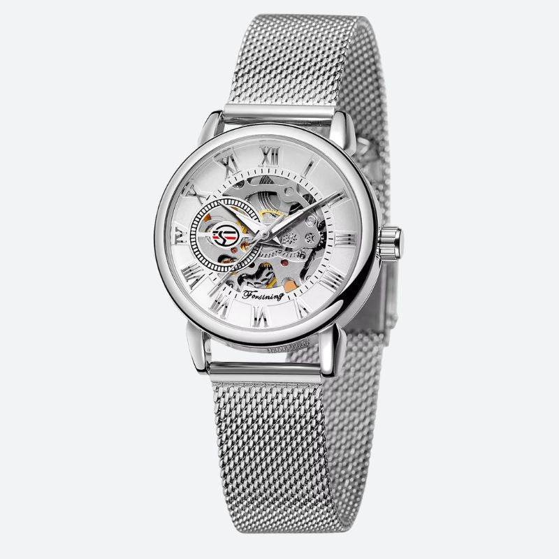 Women's Round Metal Skeleton Watch 4