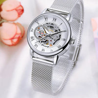 Round Metal Skeleton Watch for Women