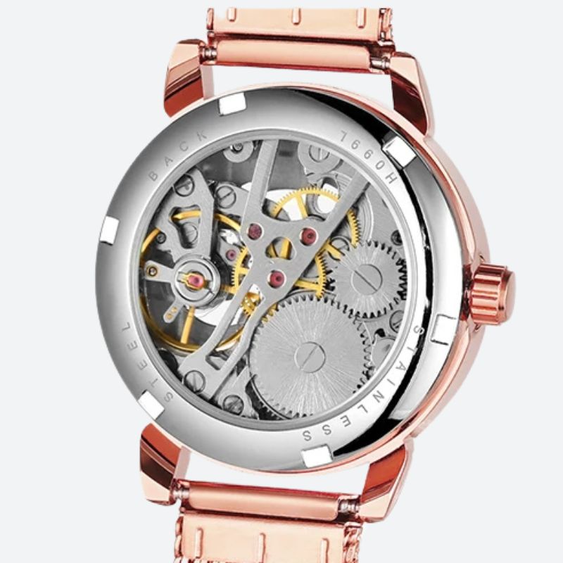 Round Metal Skeleton Watch for Women