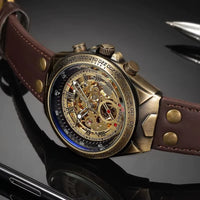 Men's Bronze Skeleton Watch, Automatic Mechanical