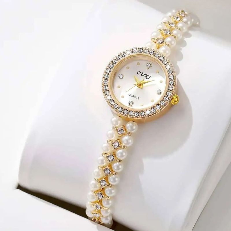 Vintage Women's Watch with Pearl Bracelet