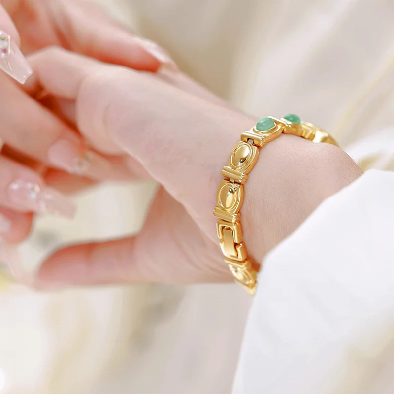 Vintage Women's Watch Adorned with Natural Stones
