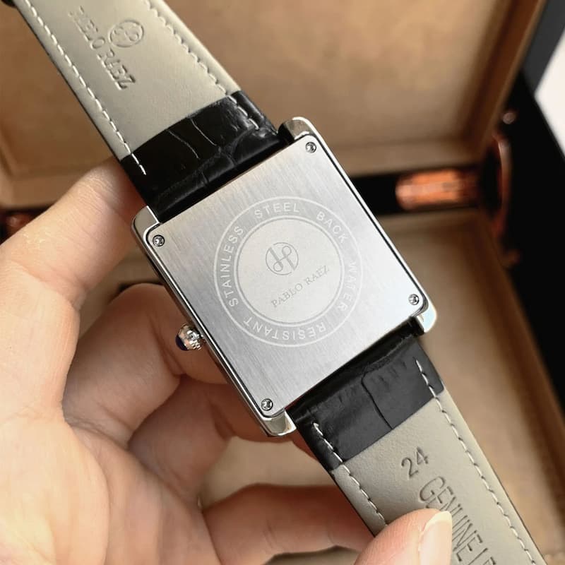 Vintage Men's Square Ultra-Thin Quartz Watch with Leather Strap