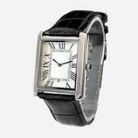 Vintage Men's Square Ultra-Thin Quartz Watch with Leather Strap