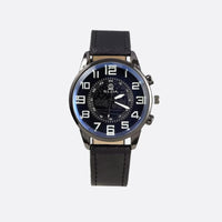 Vintage Men's Classic Quartz Watch with Leather Strap