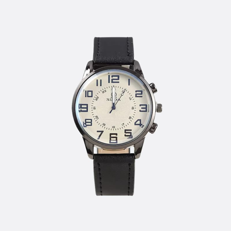 Vintage Men's Classic Quartz Watch with Leather Strap Image