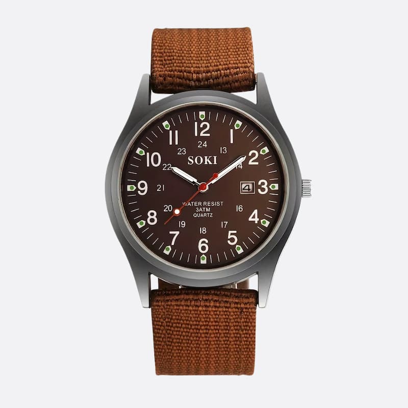 Vintage Military Men's Quartz Watch, Nylon Strap