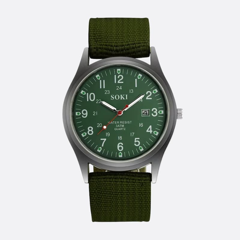 Vintage Military Men's Quartz Watch, Nylon Strap Image