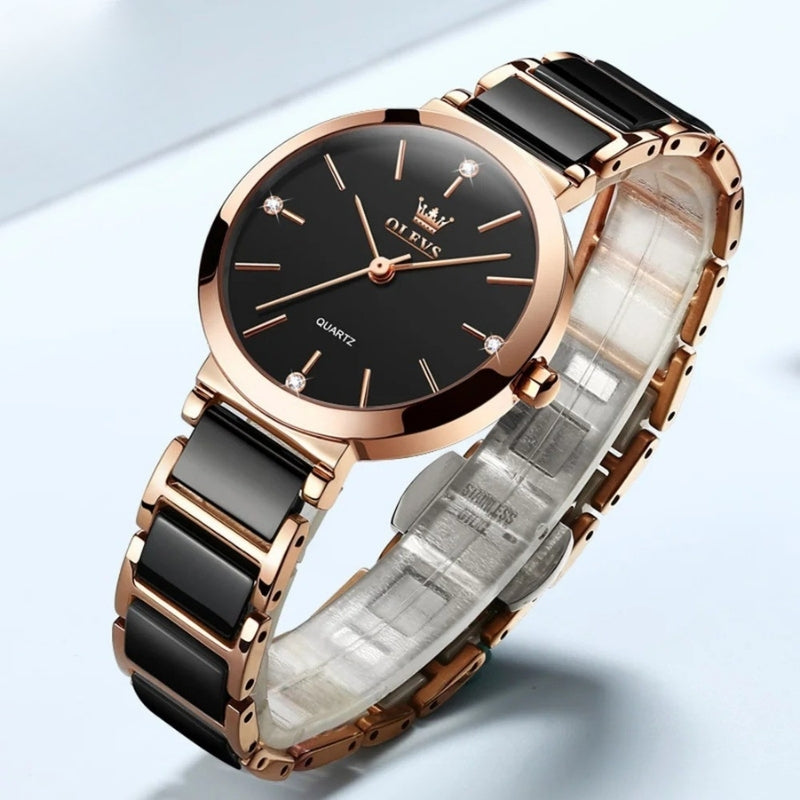 Vintage Round Watch for Women, Rose Gold