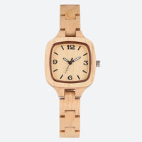 Women's wooden watch with square dial