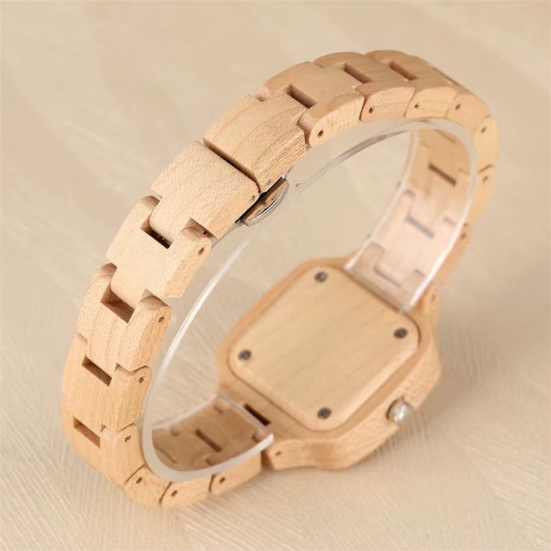 Women's wooden watch with square dial