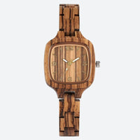 Women's Wooden Square Quartz Watch