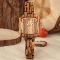 Women's Wooden Square Quartz Watch