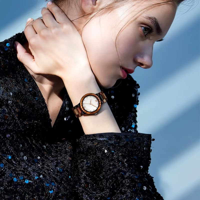 Patchwork Chic Women's Wooden Watch
