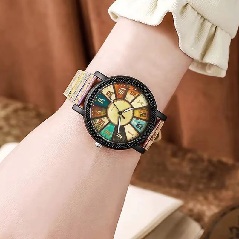 Women's Wooden Patchwork Retro Watch