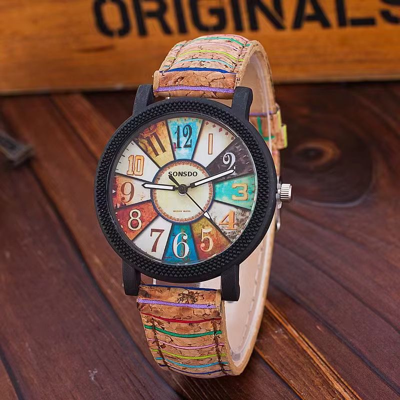 Women's Wooden Patchwork Retro Watch
