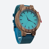 Women's wooden watch with quartz and leather case (2)