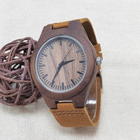 Women's Wooden Quartz Leather Watch