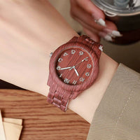 Women's wooden quartz watch