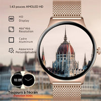Women's Smartwatch with Pink Mesh and AMOLED Screen