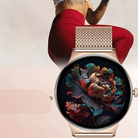 Women's Smartwatch with Pink Mesh and AMOLED Screen