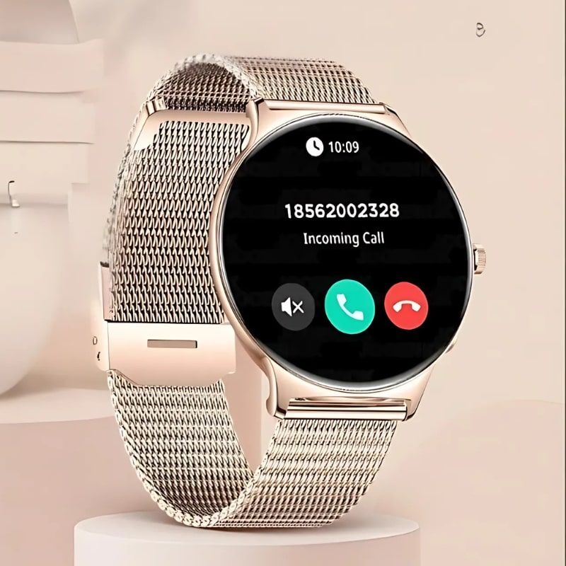 Women's Smartwatch with Pink Mesh and AMOLED Screen