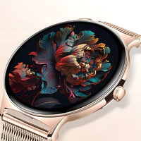 Women's Smartwatch with Pink Mesh and AMOLED Screen