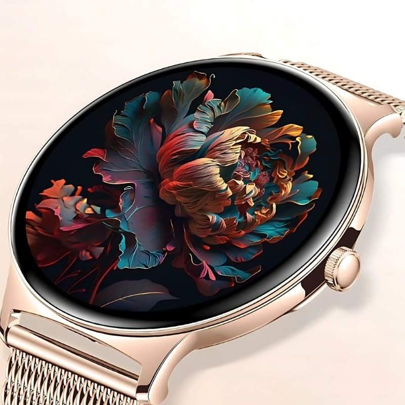Women's Smartwatch with Pink Mesh and AMOLED Screen