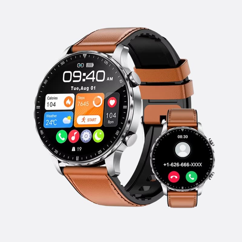 Round men's smartwatch for sports and health