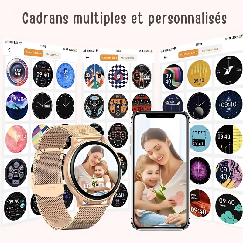 Women's Smartwatch with Milanese Mesh in Rose Gold