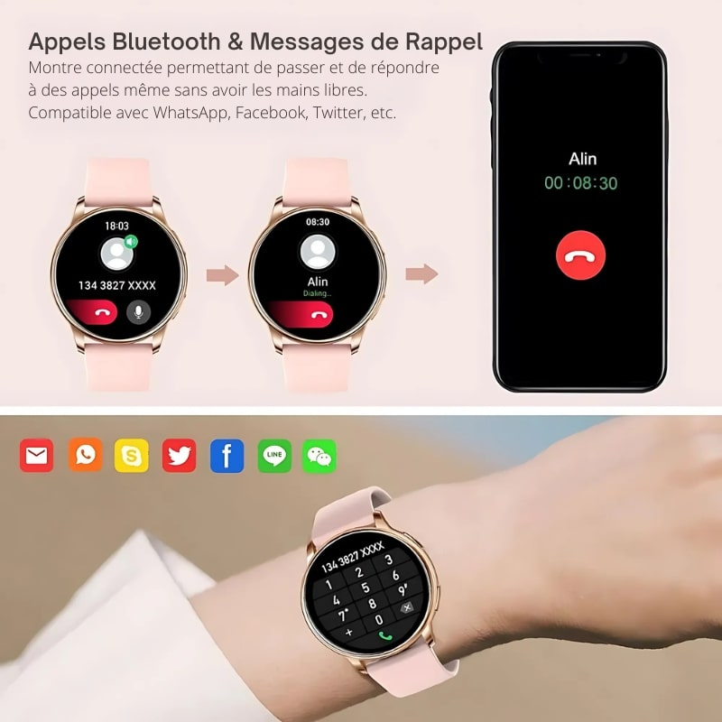 Women's Smartwatch with Milanese Mesh in Rose Gold