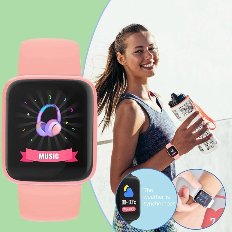 Women's Pink Smartwatch with Bluetooth & Health Tracking