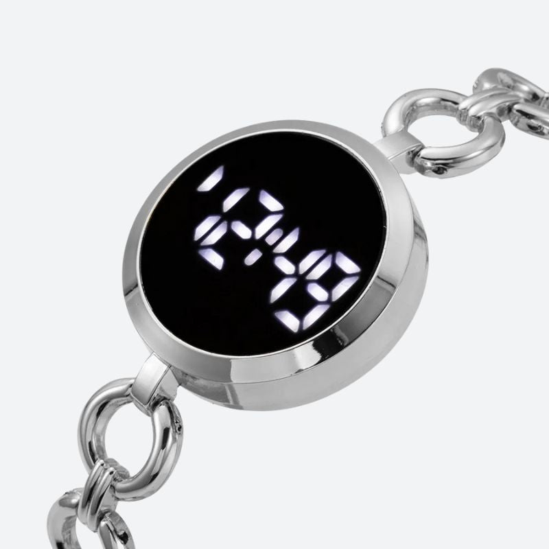 Women's Digital Watch with Gourmette Mesh