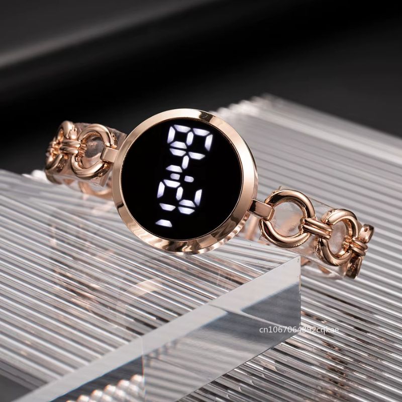 Women's Digital Watch with Gourmette Mesh