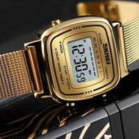 Women's Digital Watch with Metallic Square Dial