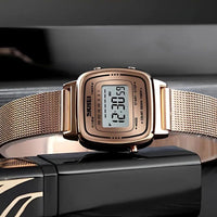 Women's Digital Watch with Metallic Square Dial