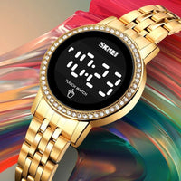 Women's Digital Watch in Retro-Chic Metallic Style