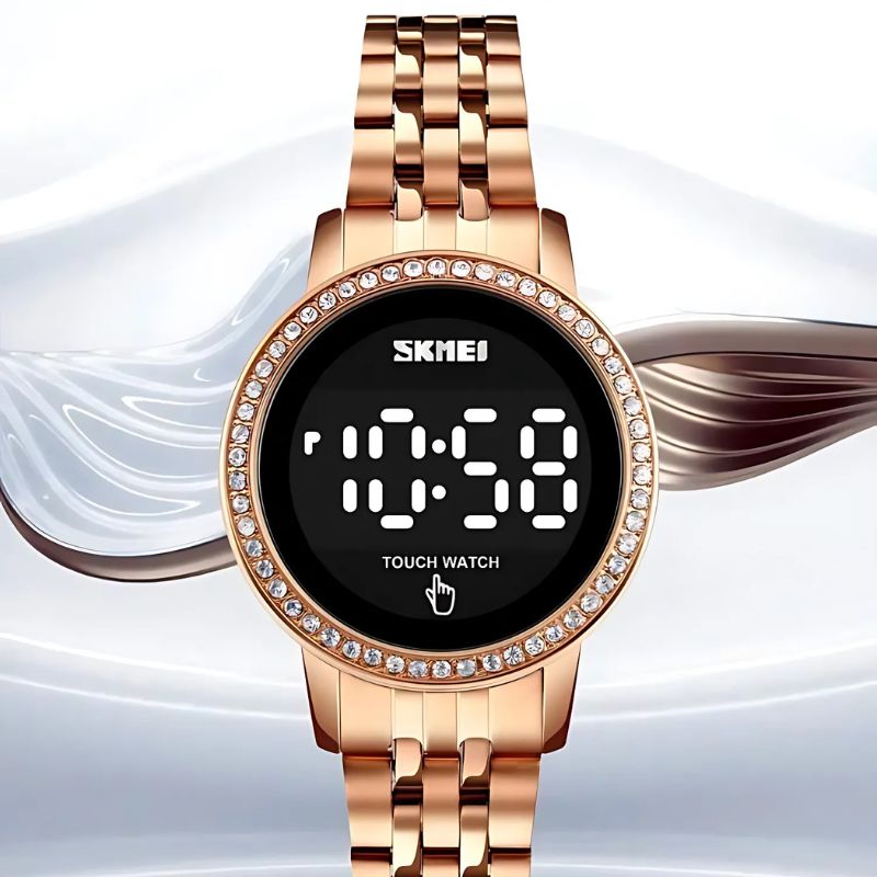 Women's Digital Watch in Retro-Chic Metallic Style
