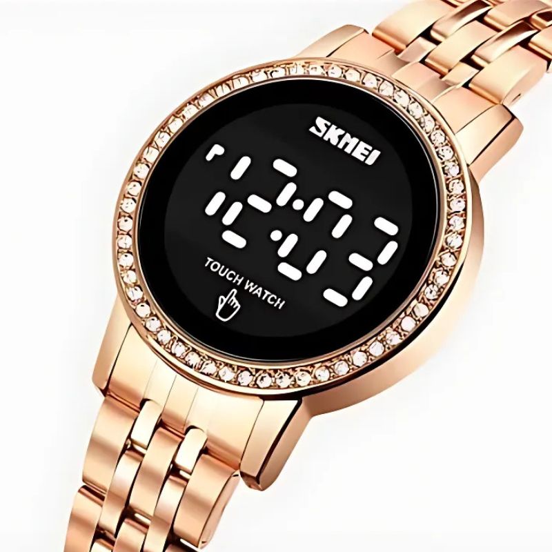 Women's Digital Watch in Retro-Chic Metallic Style